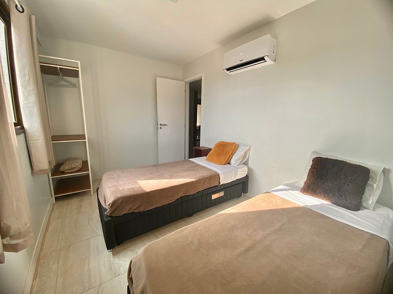 408 Apartamento em prédio com piscina, vista,sauna